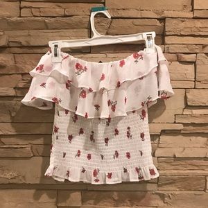 Forever 21 floral off the shoulder crop top!